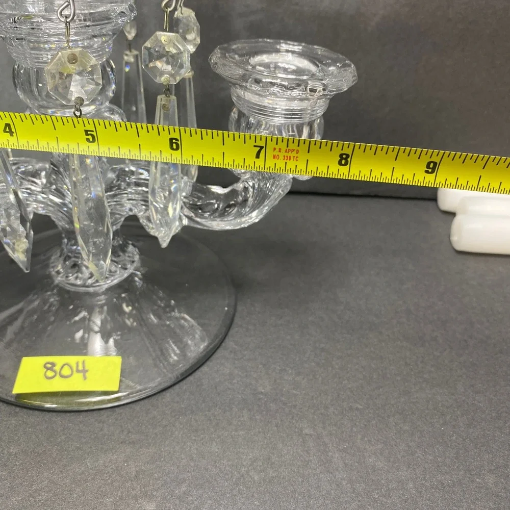 VTG Crystal 2 Arm Candelabra Clear Glass 3 Candle Holder Elegant Christmas Table